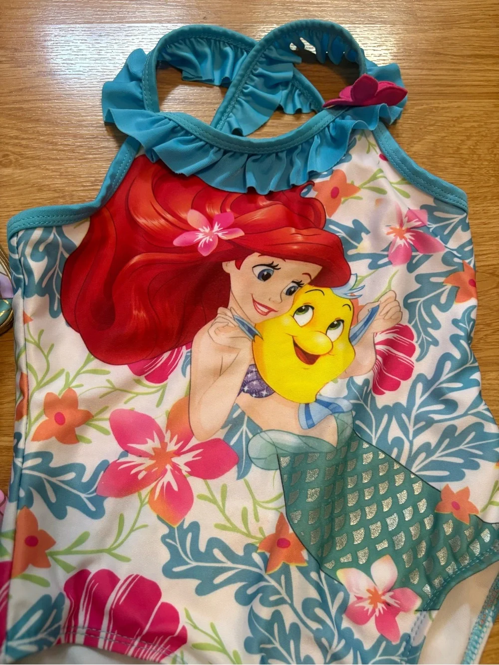 Girls size 6X (2) One-Piece Swimsuit, Betsy Johnson, Disney’s Little Mermaid